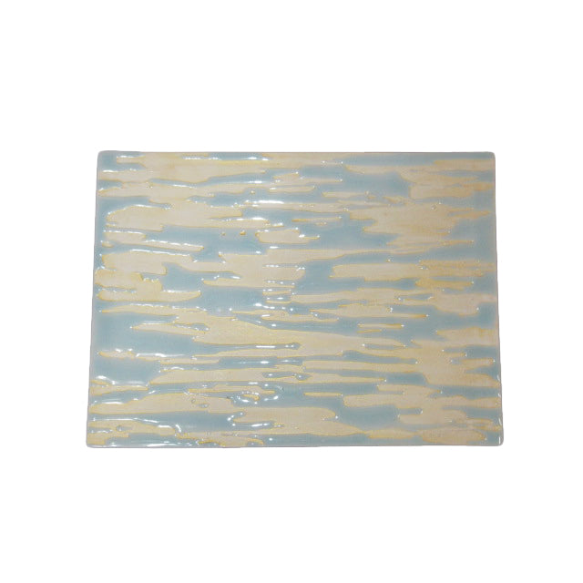 Blue and White Porcelain Hanging Gold Ripple Pattern Four-Legged Long Rectangle Flat Plate/ 青白磁掛分金波紋四つ足長角フラットプレート