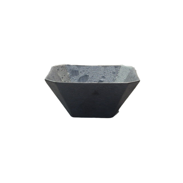 Black Foam Makeup Cloud Silver Square Small Bowl / 黒泡化粧雲銀スクエア小鉢