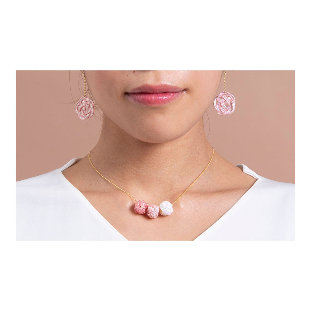 Necklace - Mizuhiki - Tamamusubi - Tokishiro Color