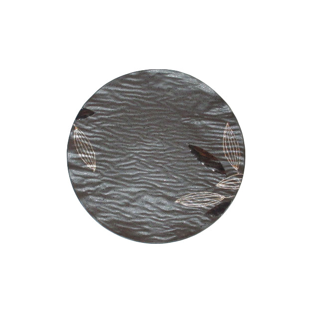Black Shino Platinum Bamboo Wrinkle 24cm Plate / 黒志野プラチナ笹リンクル24cmプレート