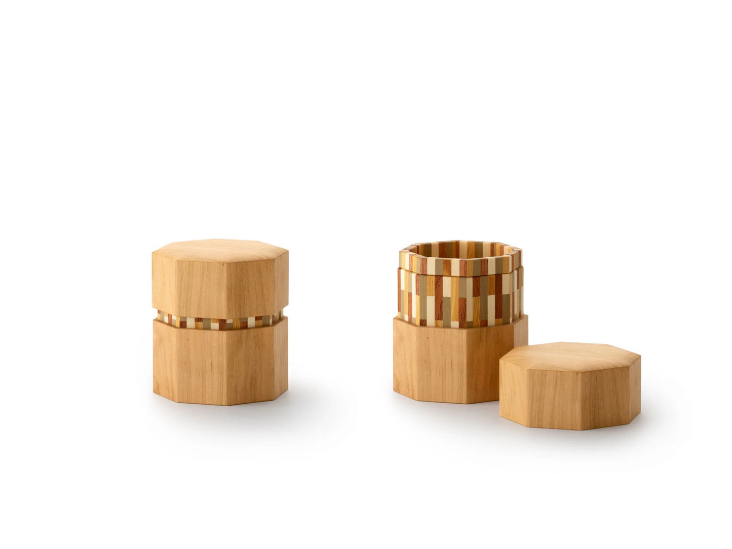 Marquetry-Core Octagonal Tea Caddy