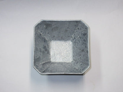 Black Foam Makeup Cloud Silver Square Small Bowl / 黒泡化粧雲銀ｽｸｴｱ小鉢