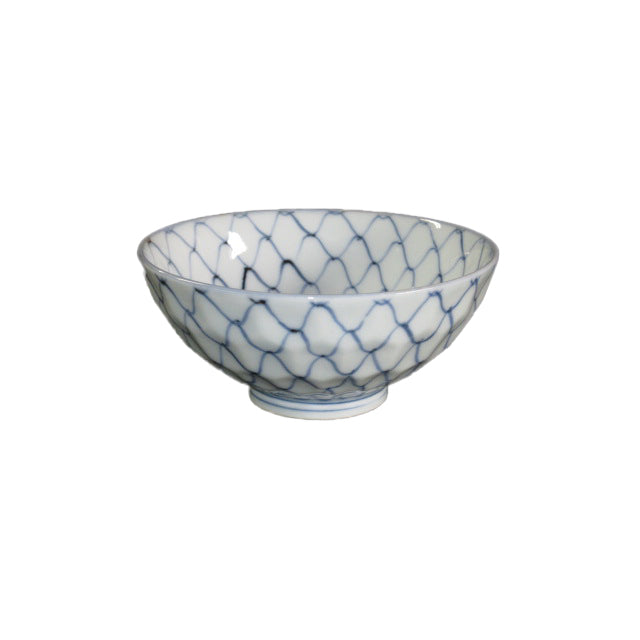 Uchigai Enamel Prospective Landscape Turtle-shell Rice Bowl / 内外網絵見込山水亀甲飯碗