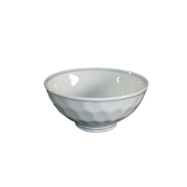 Yuzu Ash Gray Kousu Sen Kamekō Mesh Rice Bowl / ゆず灰呉須線亀甲飯碗