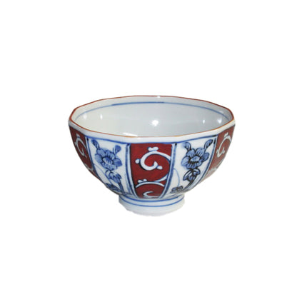 Red Karakusa Deep Grass Flower Small Tea Bowl / 赤唐草濃草花小茶付